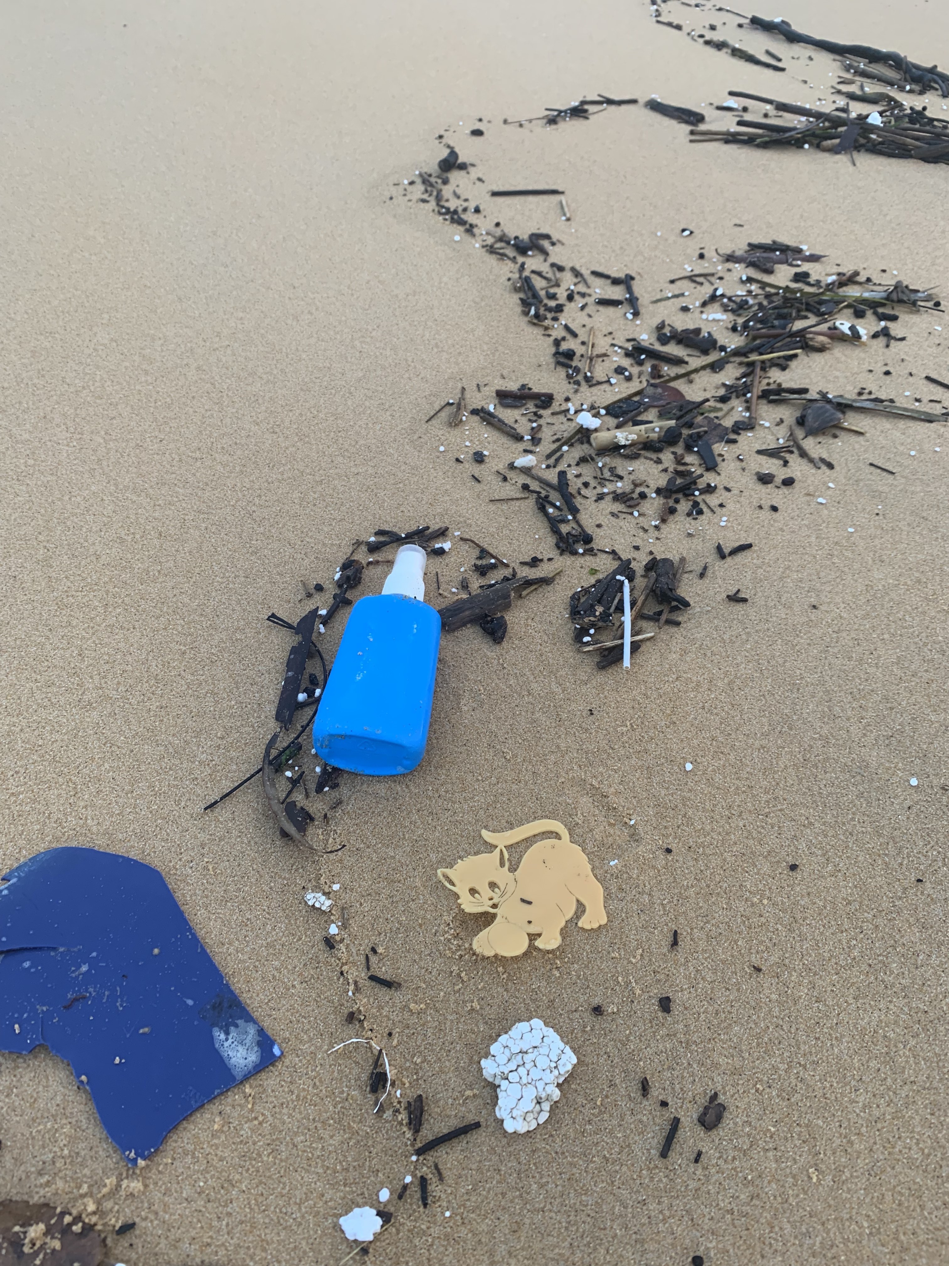 Rifiuti di plastica su una spiaggia