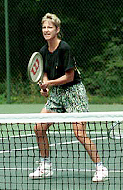 Chris Evert mentre gioca a tennis a Camp David