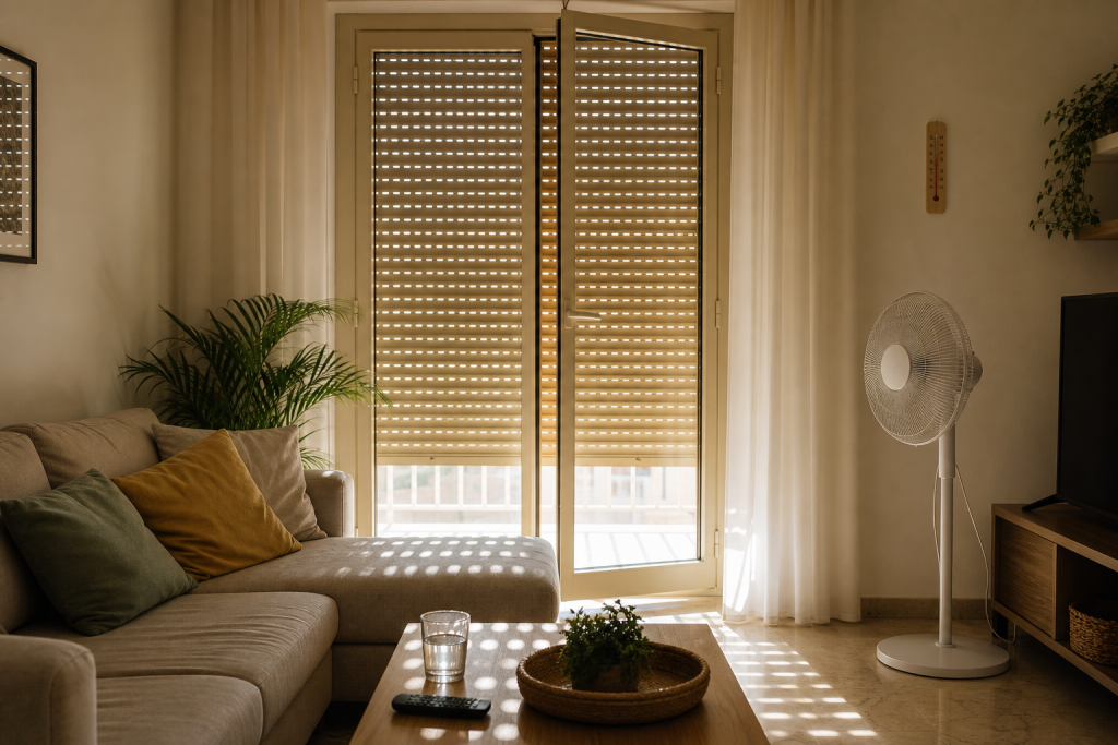 Casa estiva generica con luce filtrata e termometro