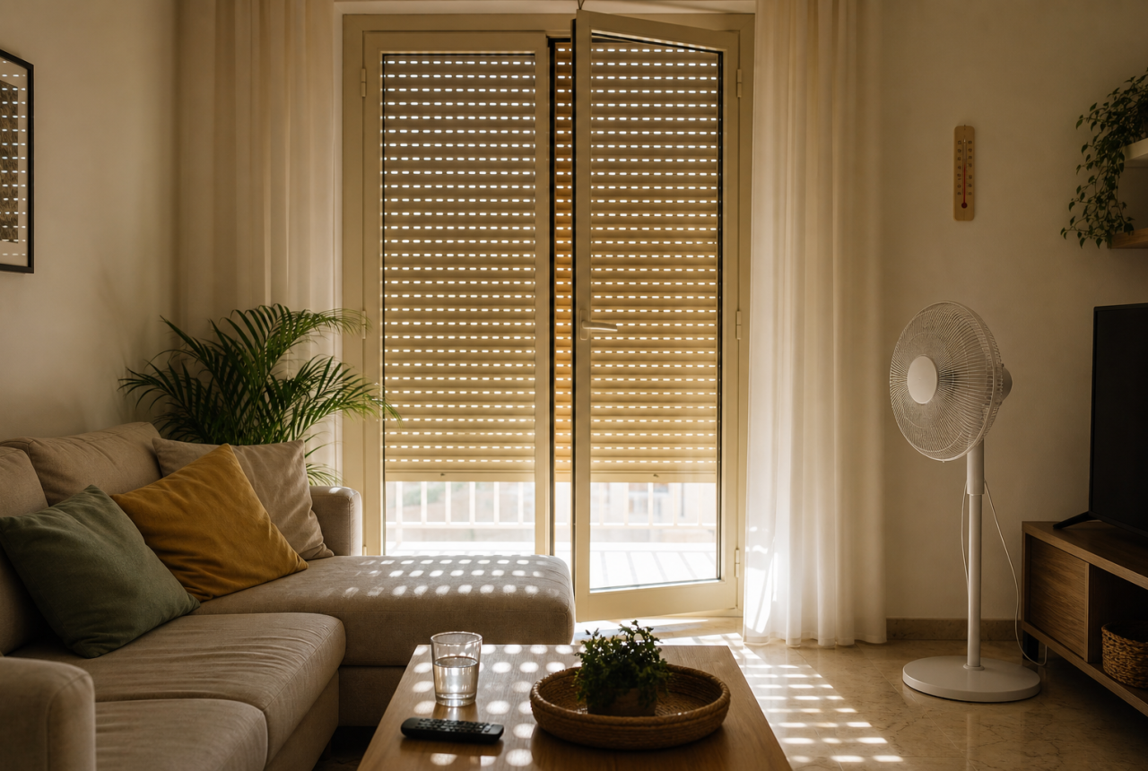 Casa estiva generica con luce filtrata e termometro