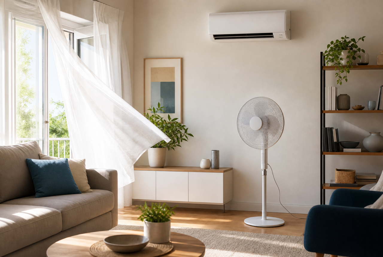 Soggiorno generico con condizionatore e ventilatore