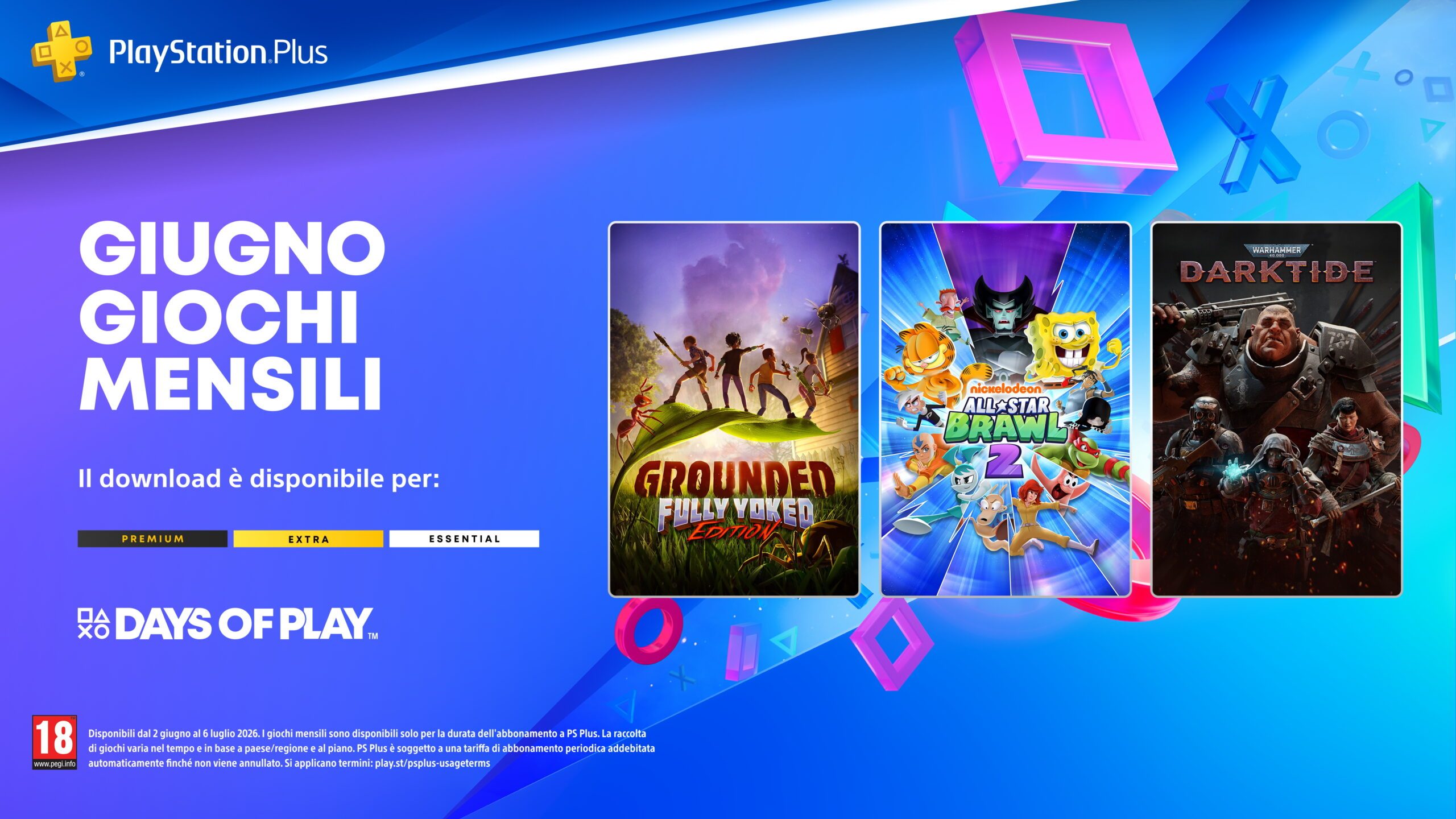 Giochi mensili PlayStation Plus giugno 2026 Days of Play