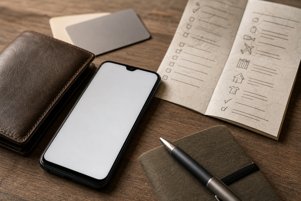 Smartphone generico e portafoglio per controllo documenti digitali