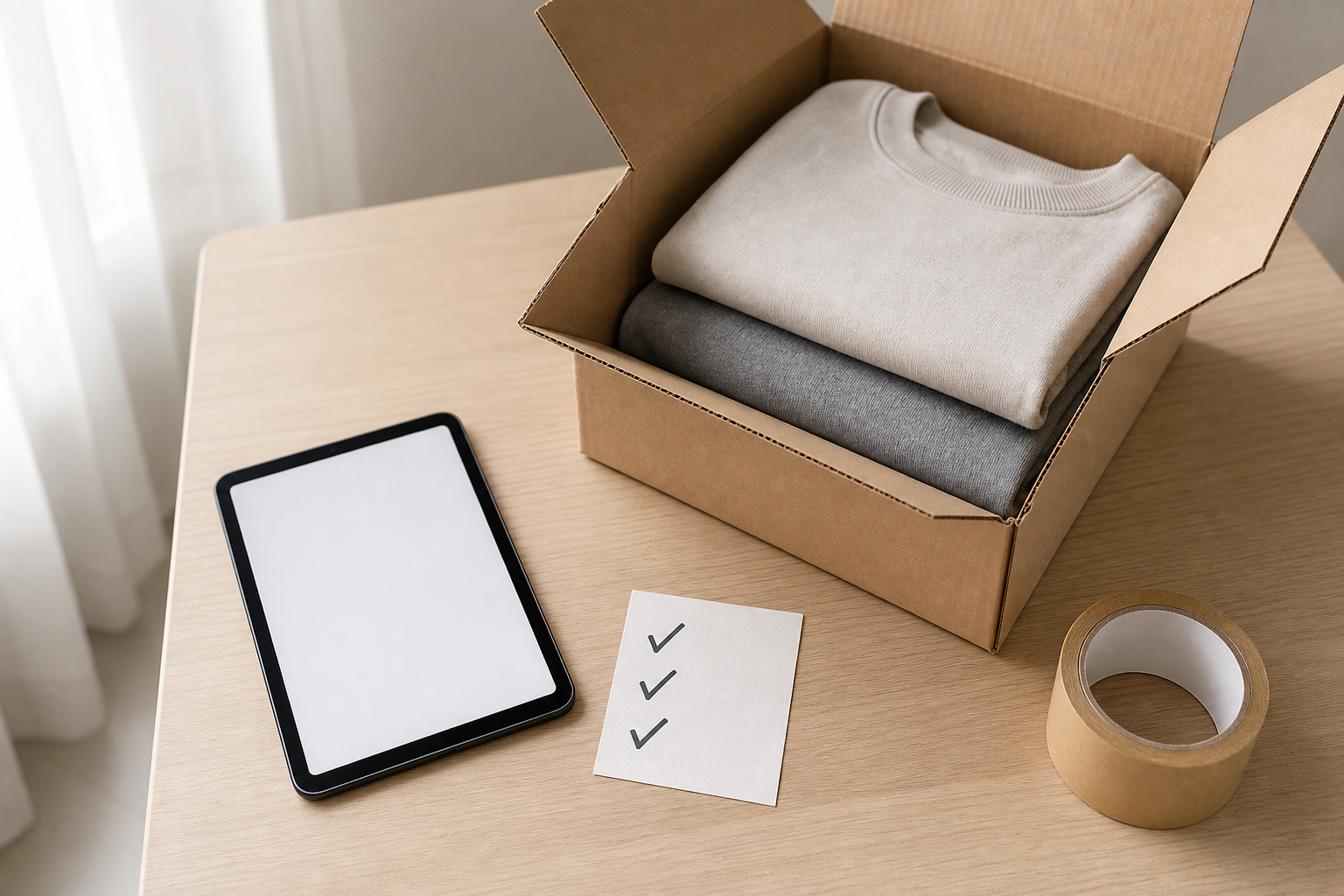 Scatola e checklist generiche per un reso online