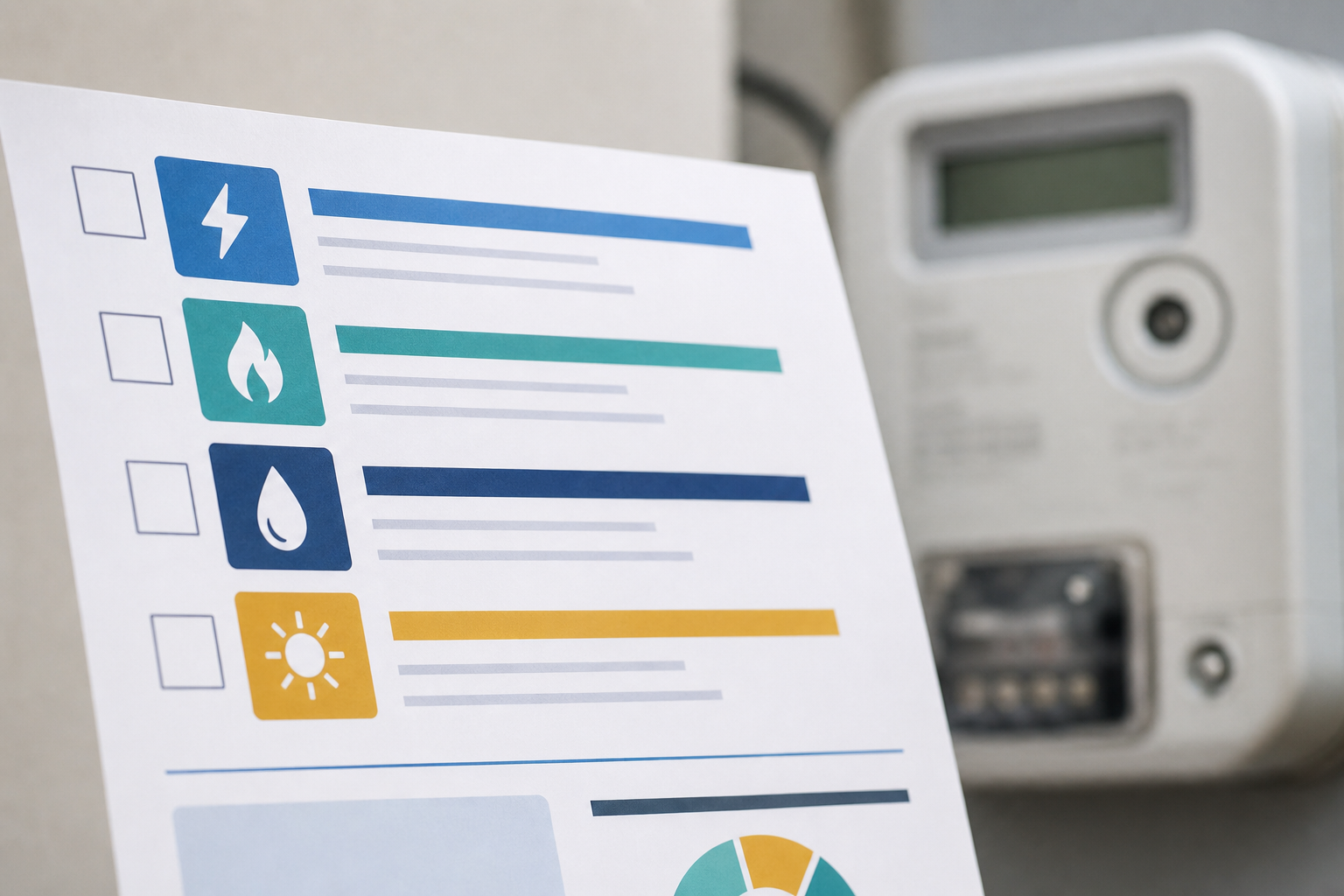 Schema generico dello scontrino energia con contatore domestico