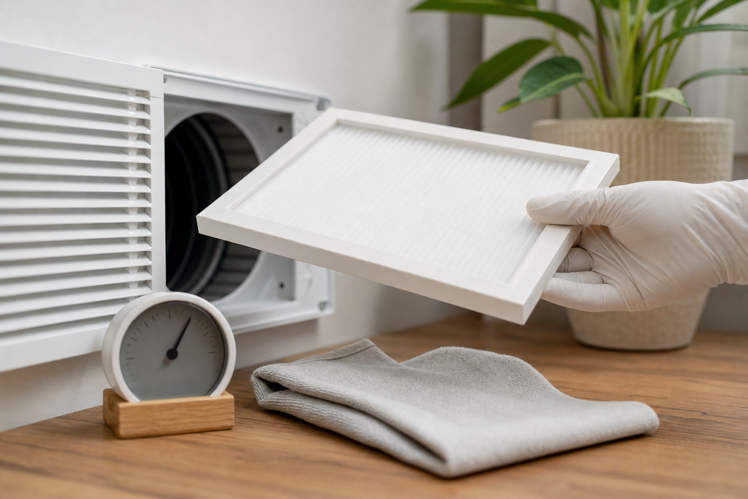 Filtro generico di ventilazione meccanica controllata durante un controllo domestico