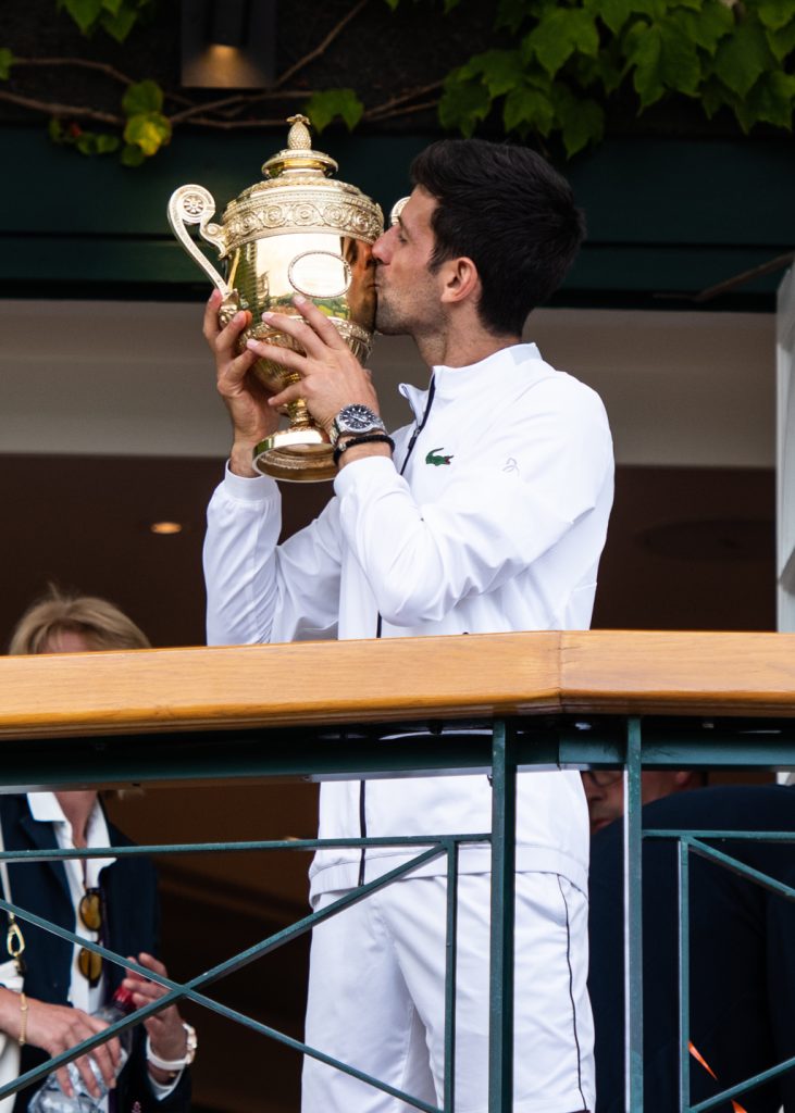 Novak Djokovic a Wimbledon nel 2019