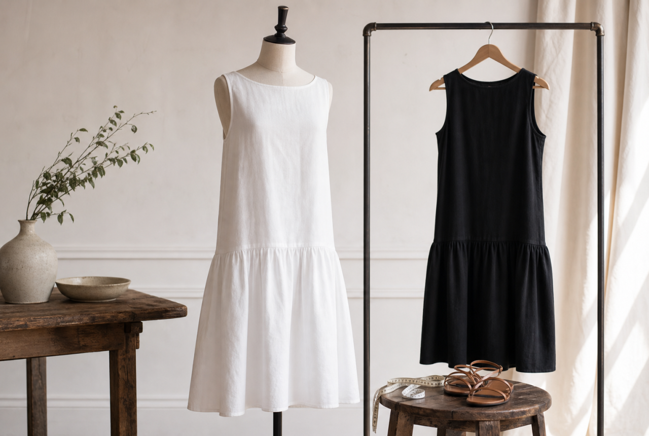 Abito drop-waist estivo generico su manichino