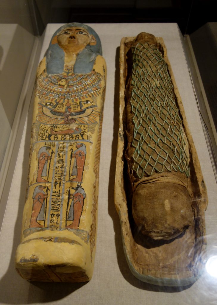 Mummia e sarcofago egizi in museo
