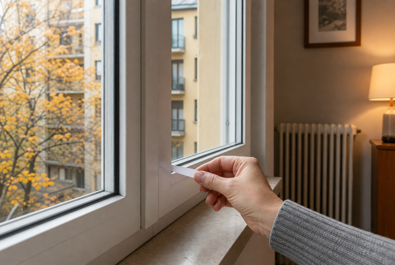 Controllo degli spifferi vicino a una finestra di casa